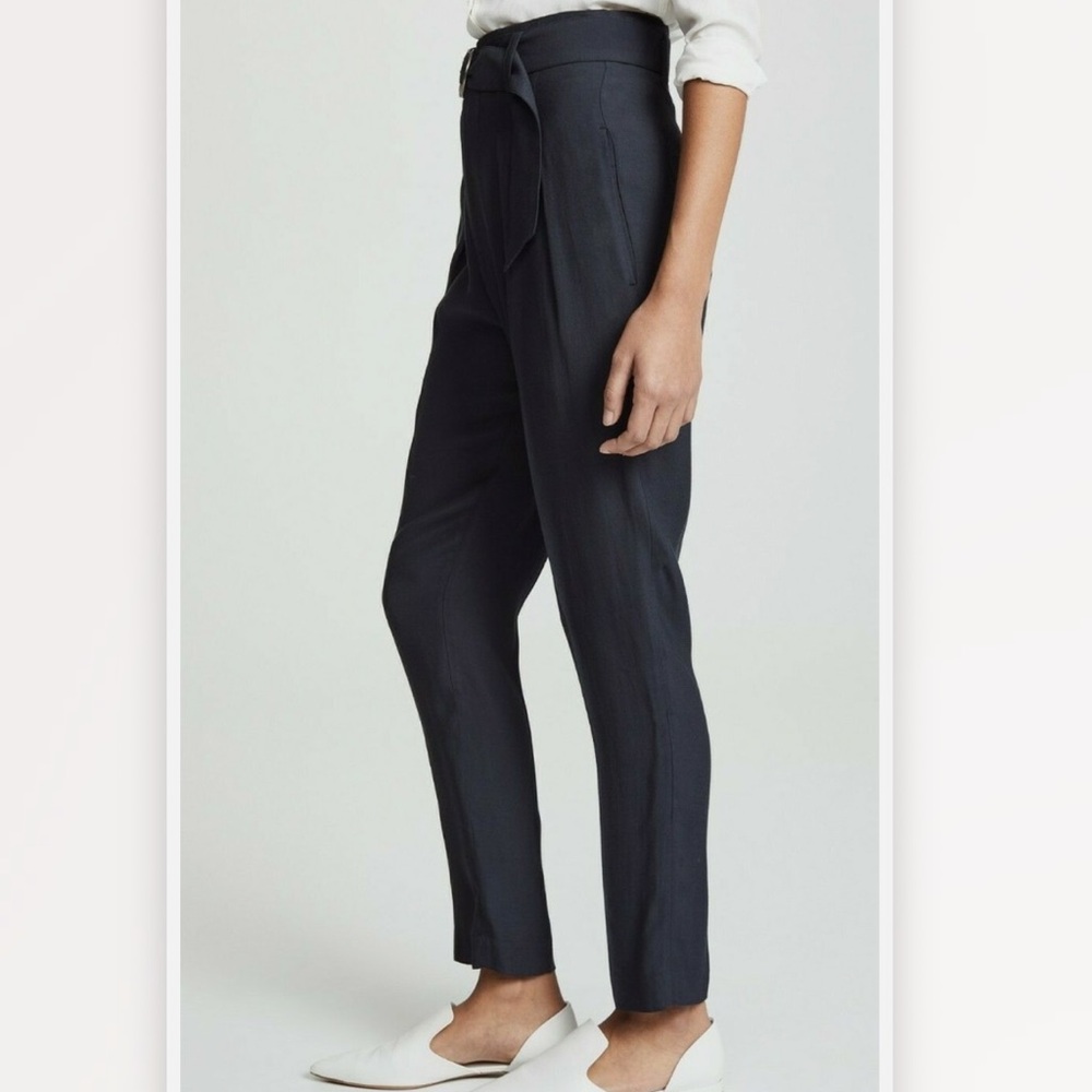 Joie Ianna Pleated Ankle Straight Leg Belted Women Pants In Caviar Sz 2 NWT - - Picture 4 of 15